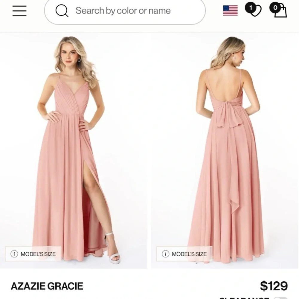 Azazie Rosette Pleated Maxi Dress bridesmaid - Picture 2 of 6